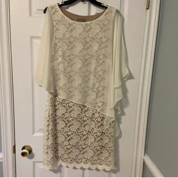 Laura - Illusion Dress with Poncho Asymmetric Hem, Size 10 - Picture 1 of 5